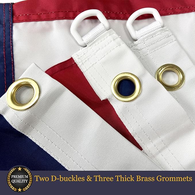 Homissor American Flag 5x8 Embroidered Stars 5x8 Foot Flags USA Heavy Duty Nylon US Outdoor Banner Sewn Stripes with 3 Brass Grommets