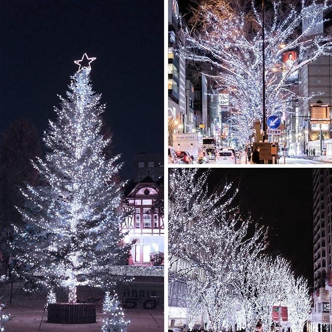 Solar String Lights Outdoor, Upgraded 2-Pack 80FT 200 LED Solar Twinkle Light for Outside, Waterproof Silver Wire 8 Modes Solar Fairy Lights for Garden Patio Tree Christmas Party Wedding (Cool White)