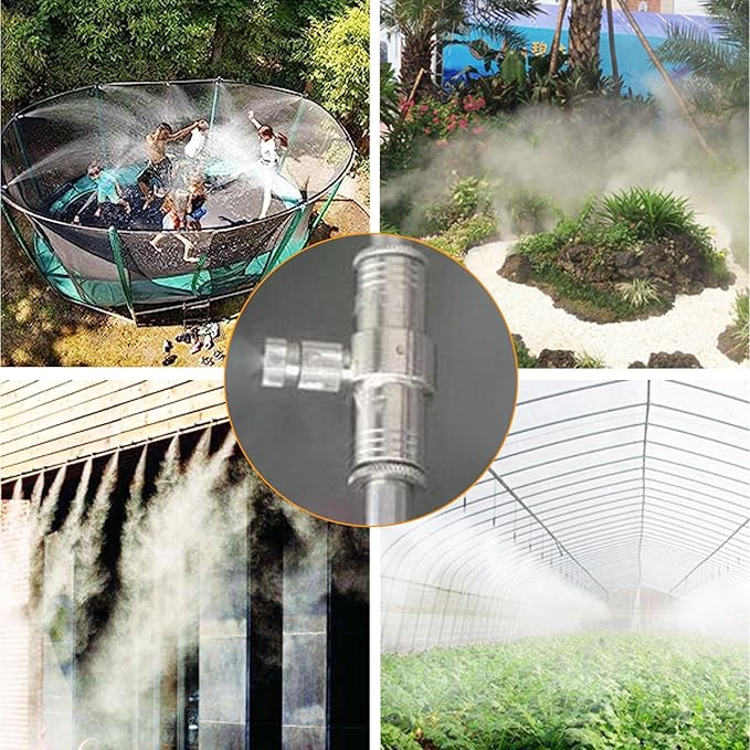 20pcs Brass Mister Nozzles, 6mm Misting Nozzles for Outdoor Cooling System, Landscaping, Air Humidification, Greenhouse Irrigation (with Filter, 0.028"/0.7mm Orifice)