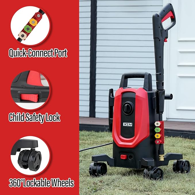 Pressure Washer,4500PSI Power Washer with 4 Quick Connect Nozzles, High Pressure Cleaning Machine with Foam Cannon for Cars/Fences/Driveways/Patios/Home Cleaning