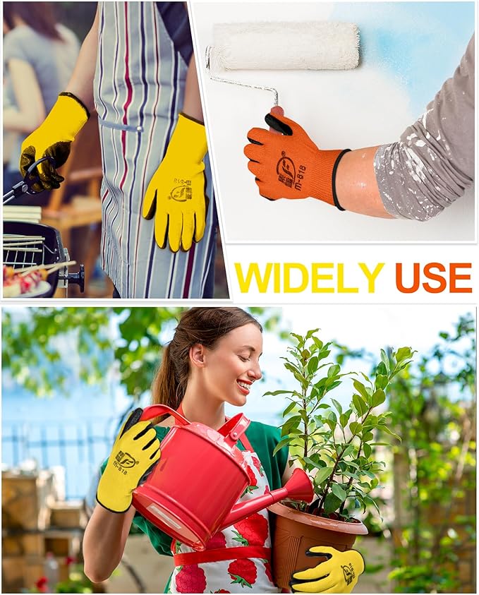 Nuogo 48 Pairs Gardening Gloves for Men Women Rubber Coated Safety Work Gloves Bulk for Gardening Construction Work