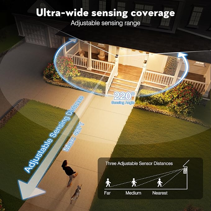 VIANIS Motion Sensor Exterior Lights for House, 2 Pack Dusk to Dawn Outdoor Lighting, Gold Outdoor Sconce Lantern, Waterproof, Weather Resistant Porch Lights Outside for House, Garage, Front Door