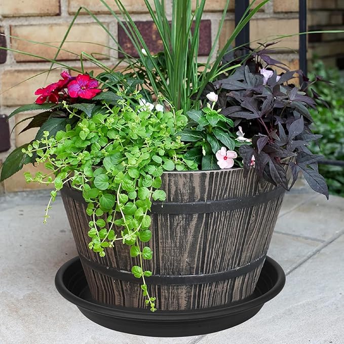 1 Pack of 26 inch Plant Saucer, Large Plant Tray, Heavy Sturdy Plant Drainage Tray for Indoors, Bird Bath Bowls, Sturdy Plastic Pot Tray for Planter (Black)