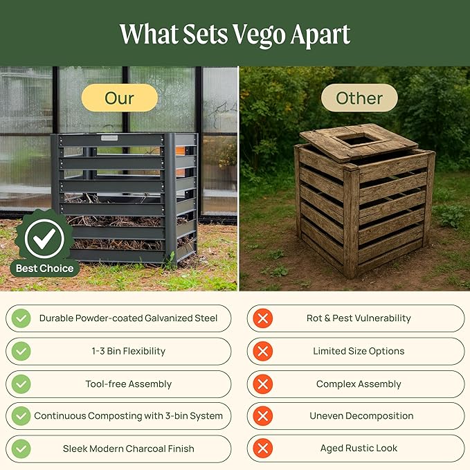 Vego Garden 32" Tall Modular Compost Bin 60" x 30" x 32"