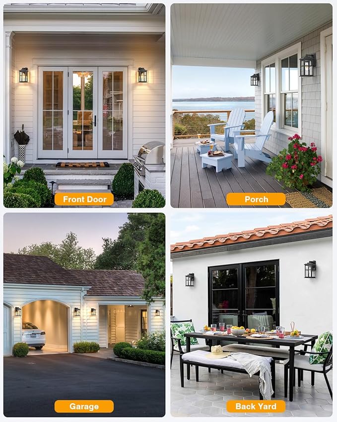 Dusk to Dawn Outdoor Lights for House, 2 Pack Outdoor Light Fixture, Black Exterior Lighting Fixtures, Dusk to Dawn Outdoor Lighting for House, Porch, Garage, Doorway, Anti-Rust, Waterproof