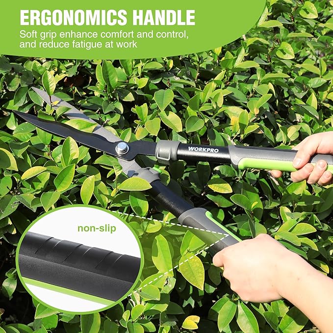 WORKPRO Garden Hedge Shears, 23" Manual Hedge Clippers, Professional Bush Cutter, Gardening Pruners Scissors, Hedge Trimmers, Shears Gardening Tools for Pruning Borders & Shrubs
