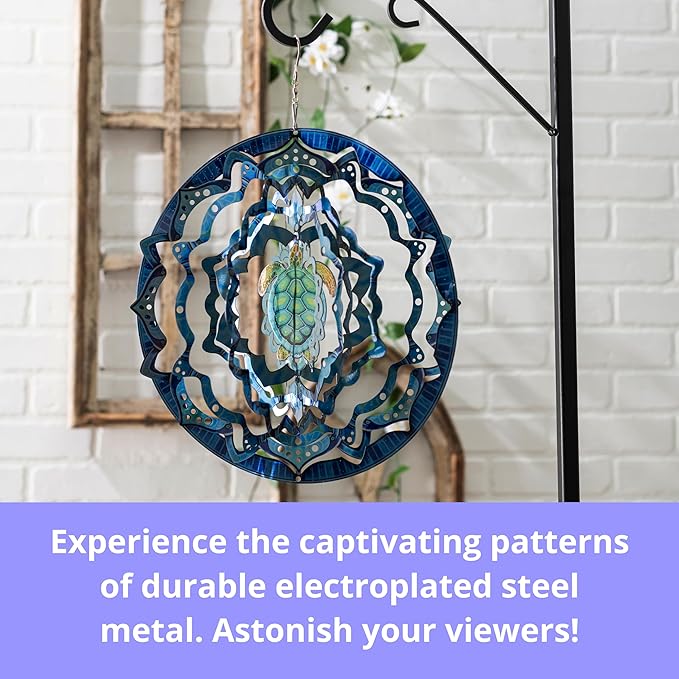 VP Home Kinetic Wind Spinner - Large Mandala Turtle - Colorful Garden Metal Outdoor Spinners - Unique Yard Wind Catchers - 3D Garden Wind Art Sculpture - Lawn and Patio Hanging Windmill Decorations