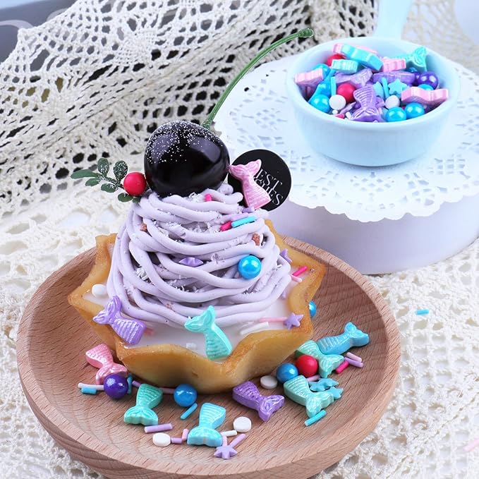 Mermaid Sprinkles for Cake Decorating, Mermaid, Jimmies, Confetti & Pearl Sugar Mix for Cupcakes, Ice cream, Cookies and Donuts Toppings