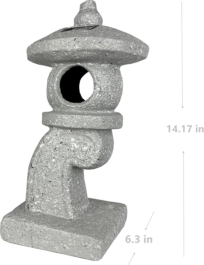 14’’ High Asian Solar-Powered Zen Pagoda Garden Statue LED Light Solar Lamp for Outdoor Japanese Decoration Aesthetic Garden Figurines