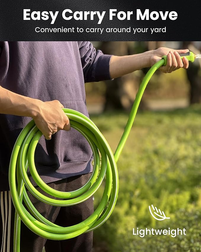 RAINPOINT Garden Hose 100ft - lightweight Heavy Duty Water Hose with Swivel Handle - Flexible, Hybrid Rubber, 5/8", Male to Female