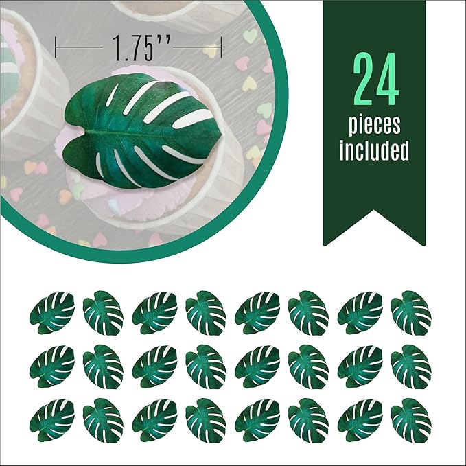 Sugar Robot - Edible Monstera Leaves Decor - Small Size - Edible leaves for cake decorating - Premium Crafted - Made in the USA Cake -Set of 24 (Monstera Leaf)