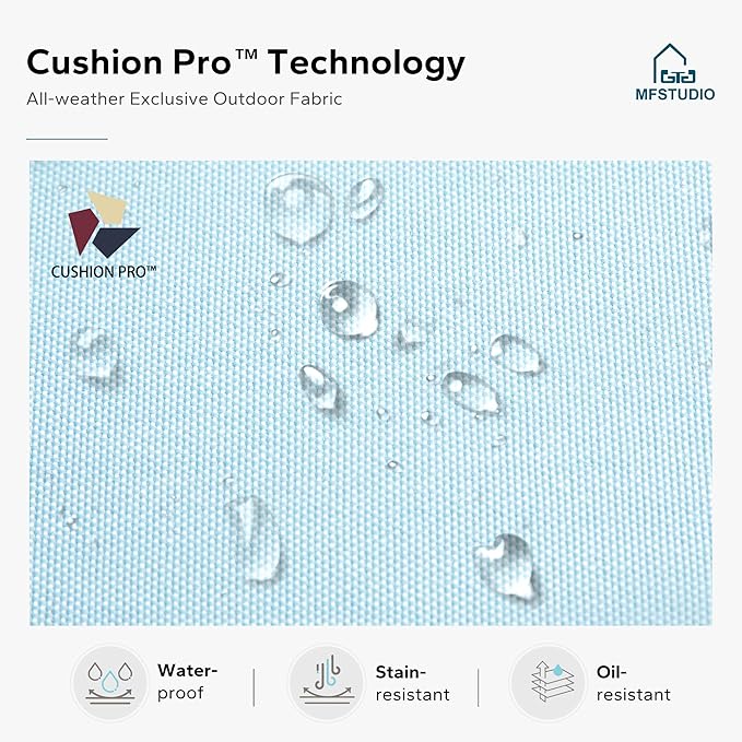 MFSTUDIO 5 PCS Outdoor Patio Furniture Set, Metal Outdoor Conversation Set, Rattan Wicker Patio Sectional Sofa Set with 2 x Swivel Single Sofa, 2-Seat and 3-Seat Sofa, 1 x Coffee Table, Blue