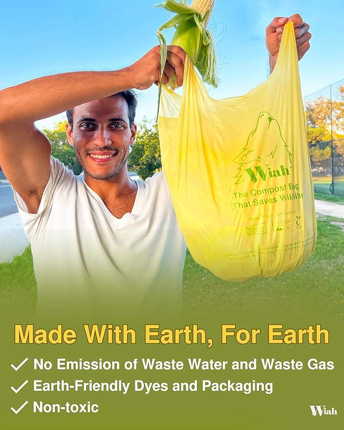 Small Compost Bags for Countertop Bin - Extra Strong 50-Count Compostable Trash Bags 3 Gallon - BPI Certified - Supports Wildlife - Premium 3 Gallon Compostable Bags for Kitchen Compost Bin