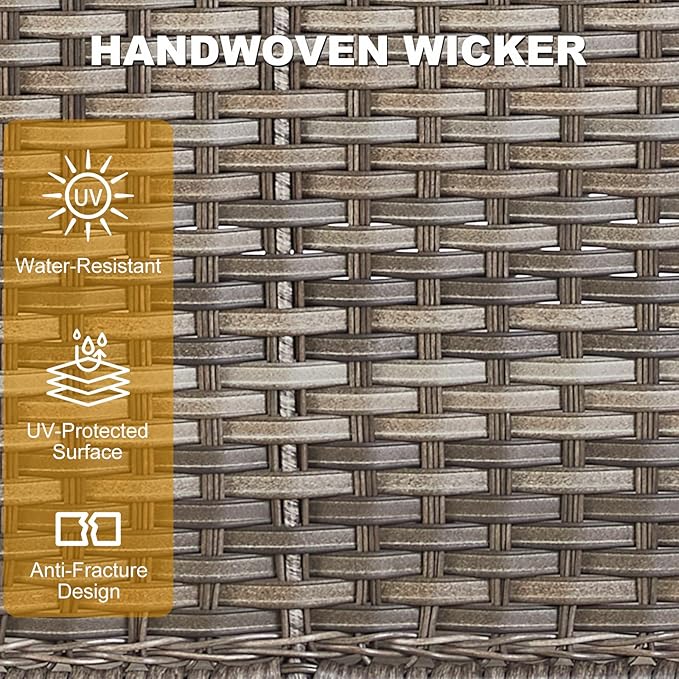 Outdoor Swivel Rocker Chairs - Patio Rocking Chairs Set of 2, Wicker Patio Set with 5" Thick Cushion, Rattan Patio Swivel Rocking Chairs for Porch, Deck, Backyard Blue/Gray