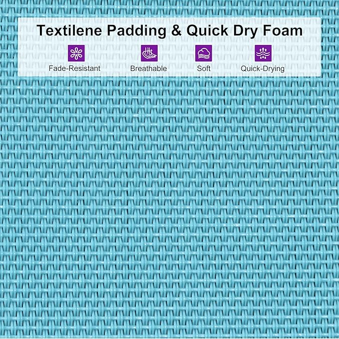 PURPLE LEAF Outdoor Chaise Lounge Staight Legs Adjustable Sunbathing Recliner with Side Table Blue 2 Sets