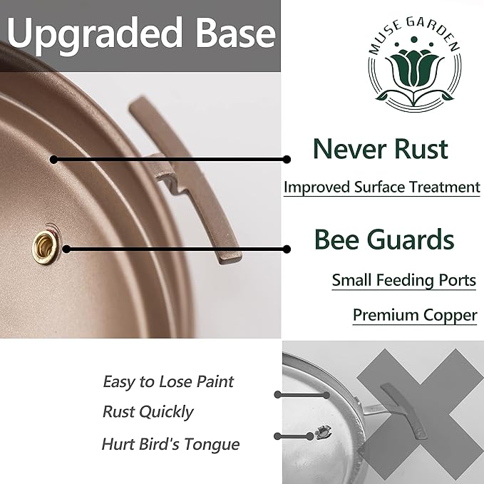 Muse Garden Hummingbird Feeders for Outdoors Hanging, Blown Glass Hummingbird Feeder, Hummingbird Gifts for Mom, Garden Backyard Decor for Outside, Unique Gifts Idea for Women, 34OZ, Daylight