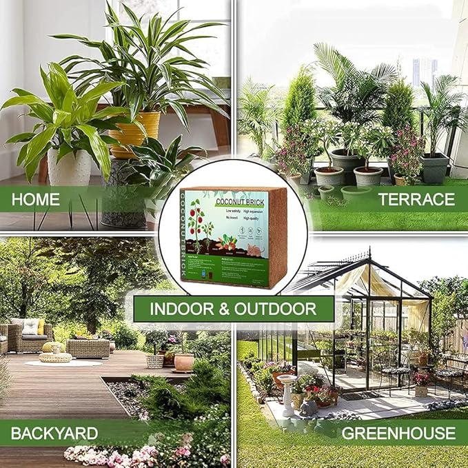 Premium Coco Coir Brick, High Nutrinent Coconut Soil,100% Organic Low EC & PH Balanced Potting Soil for All Plants Gardening, Hydroponics and Green House (3 Pack)