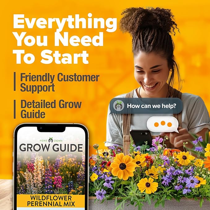 HOME GROWN Wildflower Seeds Mix - 110,600+ Seeds, 21 Varieties, Non-GMO Wild Flower Seeds for Planting, Annual Flowers, Butterfly Garden, Pollinator Seed Mix