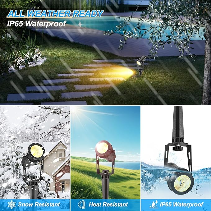 Solar Spot Lights Outdoor, 4-in-1 Landscape Lights with Remote Control, Auto On/Off Solar Uplights for Yard Garden Tree Decoration (Warm White)