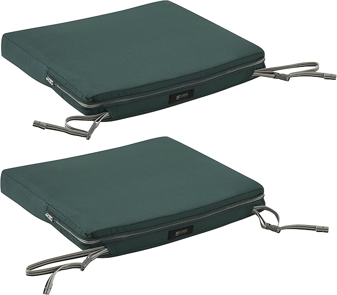 Classic Accessories Ravenna Water-Resistant Patio Chair Seat Cushion, 18 x 18 x 2 Inch, Mallard Green, Patio Furniture Cushions