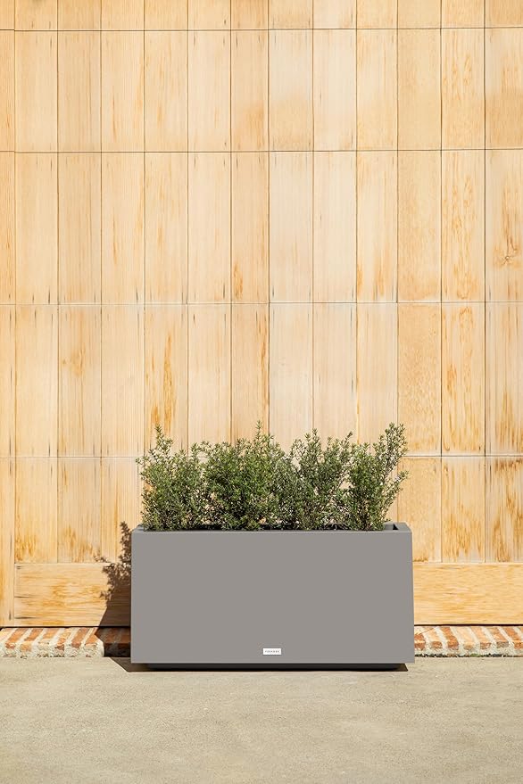 Veradek Block Series Long Box Planter - Large Rectangular Planter for Indoor or Outdoor Patio/Porch | Durable All-Weather Use with Drainage Holes | Modern Décor for Tall Plants, Flowers or Shrubs