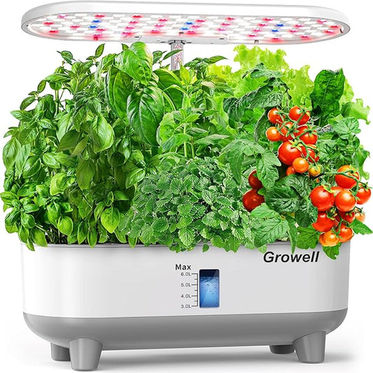 Hydroponics Growing System Kit, 16 Pods Indoor Garden with 28W Full Spectrum LED Grow Light, Auto Timer, 3 Smart Light Modes, 8L Large Herb Garden, Ideal Gardening Gift for Women, Men (White)