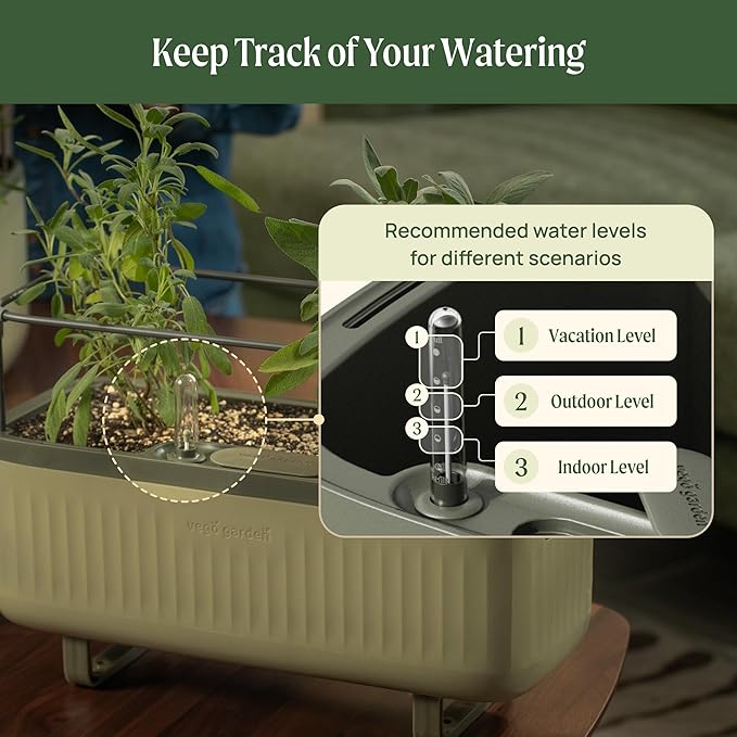 Vego garden 2 Pack Herb Indoor Plant Box, Self Watering Planters Pots for Indoor Plants with Trellis for Kitchen Window Sill or Countertop Plants Cage - Fog Gray