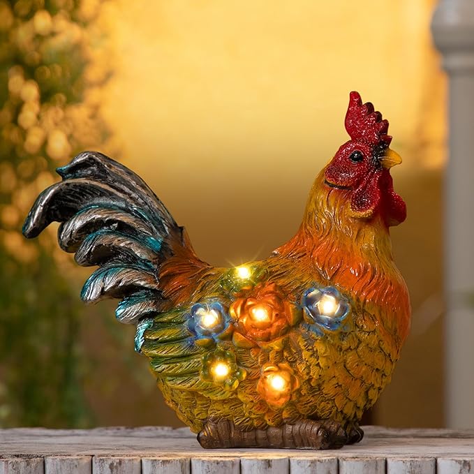 TAKE ME Gardening Gifts Chicken Gifts for Mom Garden Decor Solar Light Chicken Rooster Decor for Women Mom Grandma Gifts Birthday Gifts for Chicken Lovers