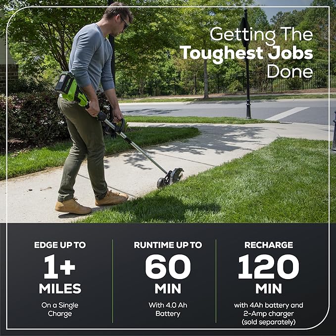 Greenworks 40V 8" Brushless Edger, Battery and Charger Not Included