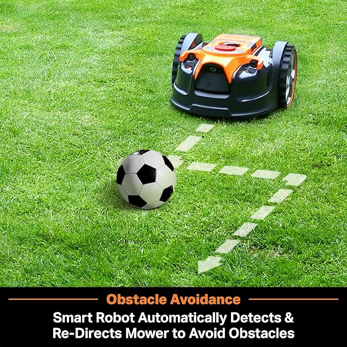 LawnMaster OcuMow™ Perimeter Wire Free Robot Lawn Mower Cuts Small Lawns 1000-2000 Square Feet with Optical Navigation, Obstacle Avoidance, Low Noise and No Go Function