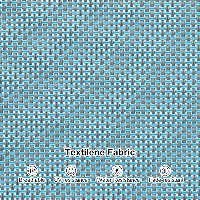 PURPLE LEAF Outdoor Lounge Chairs Set of 4 White Aluminum Chaise Lounge Chair Outdoor with Wheels and Armrest for Patio Deck Pool Side Table Include, Turquoise