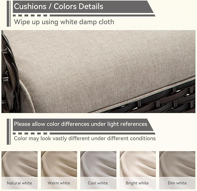 Outdoor Swivel Rocker Patio Chair - Outdoor Wicker Patio Glider Chair with Olefin Fabric Cushions Suitable for Backyard Deck and Porch, Beige