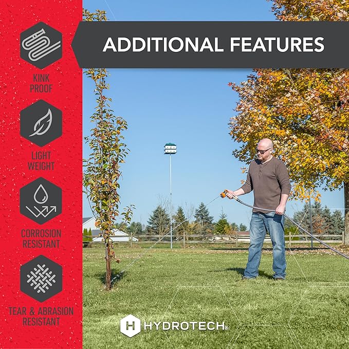 HydroTech 5/8" 200 ft Expandable Garden Hose - Flexible, Lightweight, Durable and Burst-Proof Hose with Reinforced Latex Core and Solid Brass Fittings - Great for Lawn Care, Garden, and Car Washing