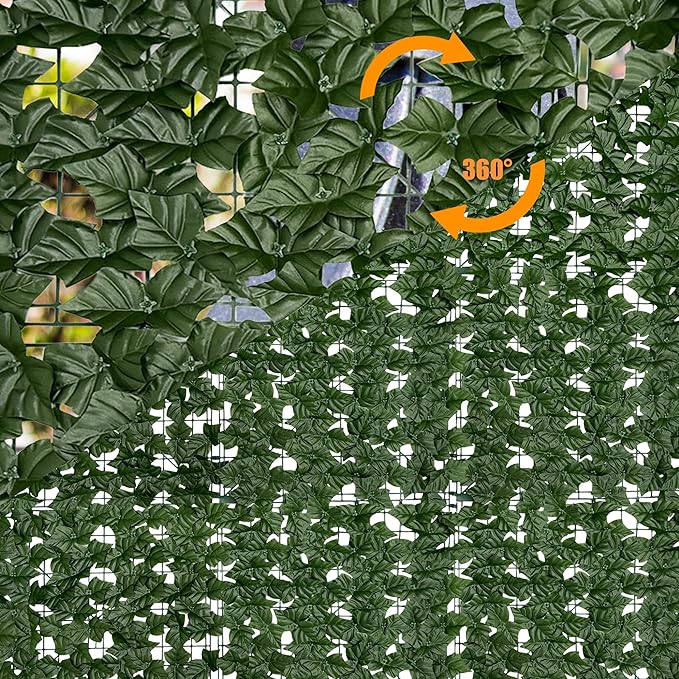 Artificial Ivy Privacy Fence Screen,128" by 60" (53.5 SQFT) UV-Anti Faux Hedge Fence and Fake Ivy Vine Leaf Wall Panels for Indoor&Outdoor Green Backdrop, Garden Greenery Decor