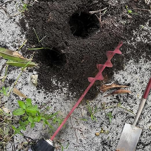 TCBWFY 1.6 x 16.5 Inch Pink Auger Drill Bit for Planting - Garden Tools Auger Drill Bit, Spiral Garden Auger, Drill Auger Bit for Planting Bulbs and Flowers