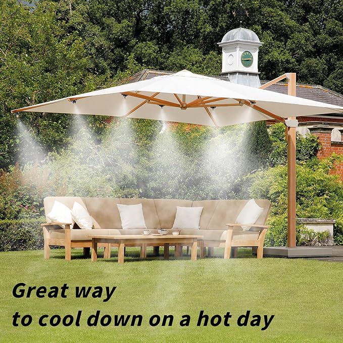 24 Pack Brass Misting Nozzles Outdoor Cooling System with 24 Heavy Duty Mister Nozzle,24 Tees,4 Brass Plugs,4 Black Plugs for Outdoor Cooling System