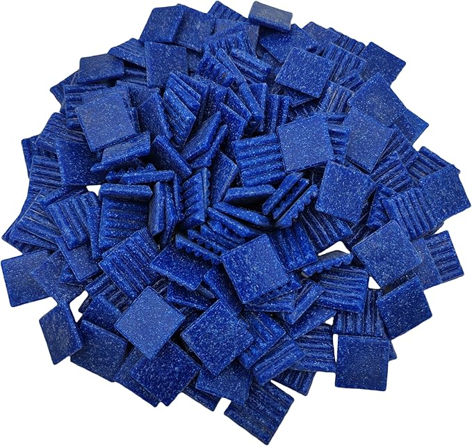 3/4 inch Quartz Glass Mosaic Tiles for Crafts, 1.1 LB, Square Mosaic Pieces for DIY Picture, Home Mosaic Decoration (Navy Blue)