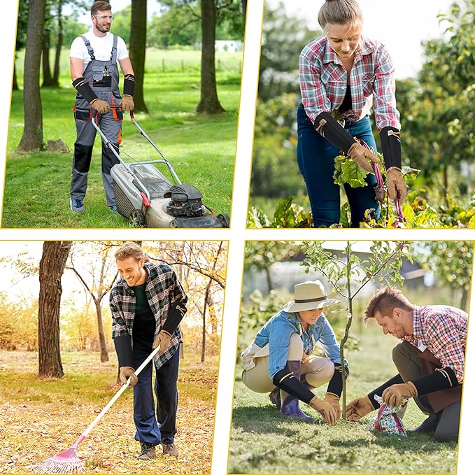 HANDLANDY Long Gardening Gloves for Men & Women, Cowhide Leather Rose Pruning Gloves, Breathable Thorn Proof Gauntlet Glove (Brown-Cowhide, L)