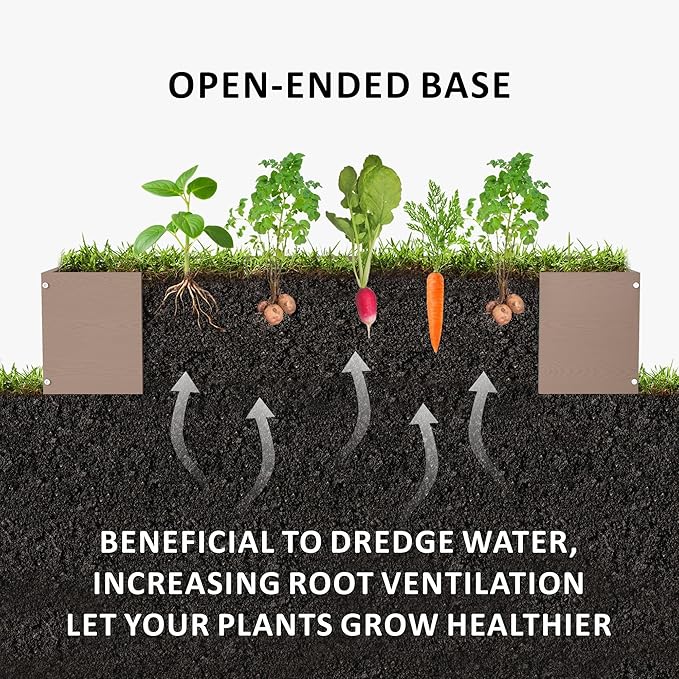 HDPE Raised Garden Bed 47.24 * 24.4 * 9.65 in,Vegetable Planter Bed Outdoor,Elevated Horticulture Planter Bed,Waterproof,Rot-Resistant and Non-Cracking Above Ground Garden Bed(Light Brown)