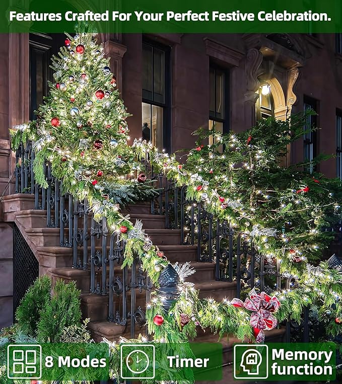 1500 LED Chrstmas String Lights, 492FT Super Long Christmas Lights with 8 Modes, Christmas Tree Lights with Timer Memory for Indoor Outdoor Tree Fence Garden Xmas Wedding Party Decor Cool White