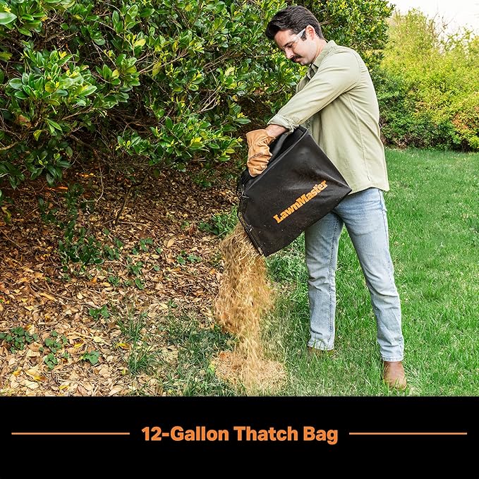 LawnMaster 48V MAX Brushless 16” Cordless Scarifier & Dethatcher with Removable Thatch Collection Bag Quick-Fold – CLGVB4816