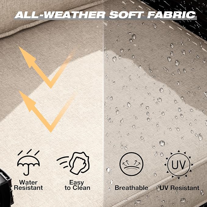 Joyside Wicker Patio Furniture Sets, 9 Pieces Upgraded Large Size Outdoor Furniture with Swivel Rocking Patio Chairs, Patio Dining Chair, 3-Seat Sofa, Outdoor Ottoman, Coffee Table, Thick Cushions