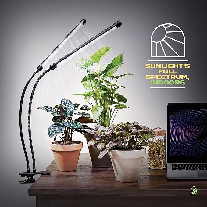 Bloom Lume LED Grow Lights for Indoor Plants Full Spectrum - Features Multi-Mode Color Spectrums, Dimmable, Auto Timer, Clip on Goosneck Plant Lamp