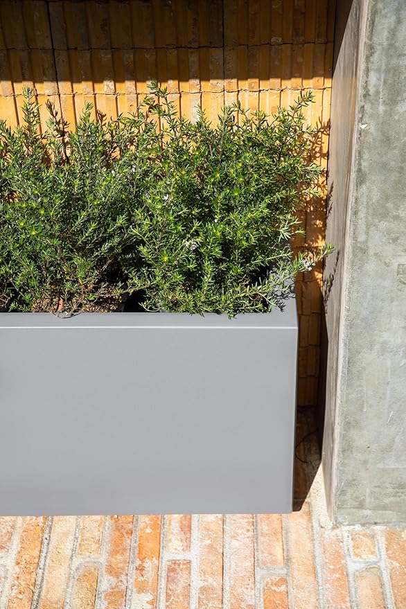 Veradek Block Series Long Box Planter - Large Rectangular Planter for Indoor or Outdoor Patio/Porch | Durable All-Weather Use with Drainage Holes | Modern Décor for Tall Plants, Flowers or Shrubs