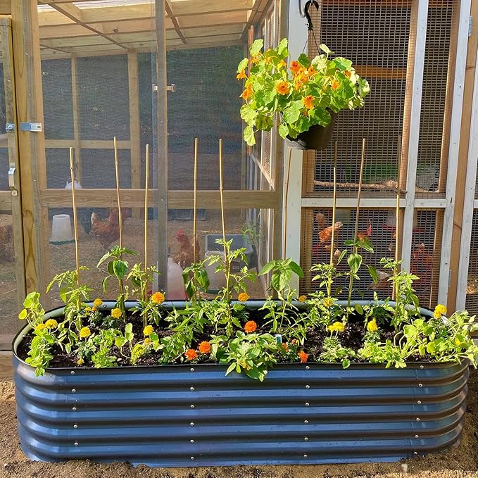 Vego garden Aluzinc Raised Garden Bed Kits, 17" Tall 6 in 1 Modular Metal Raised Planter Bed for Vegetables Flowers Patio Ground Planter Box-Modern Gray