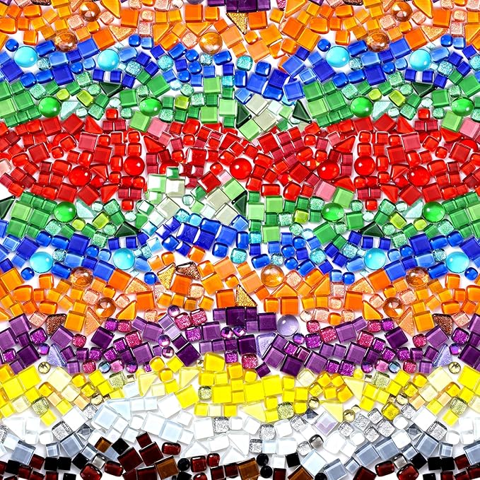 1000 Pcs Colorful Irregular Crystal Mosaic Tiles, 2.2lb Tiny Mosaic Tile DIY Hobbies Children Handmade Crystal Craft for Craft Bathroom Kitchen Home Decoration DIY Art Projects