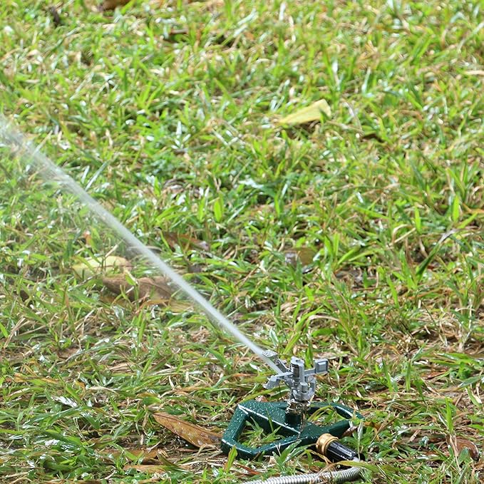 STYDDI Heavy Duty Impact Pulsating Sprinkler for Yard, All Metal Adjustable Rotating Circular Impulse Lawn Sprinkler for Medium to Large Areas, Lawn and Garden, Coverage up to 5,800 Sq. Ft