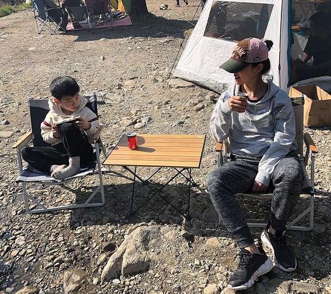 iClimb Ultralight Compact Camping Folding Table with Carry Bag (Nature - L)