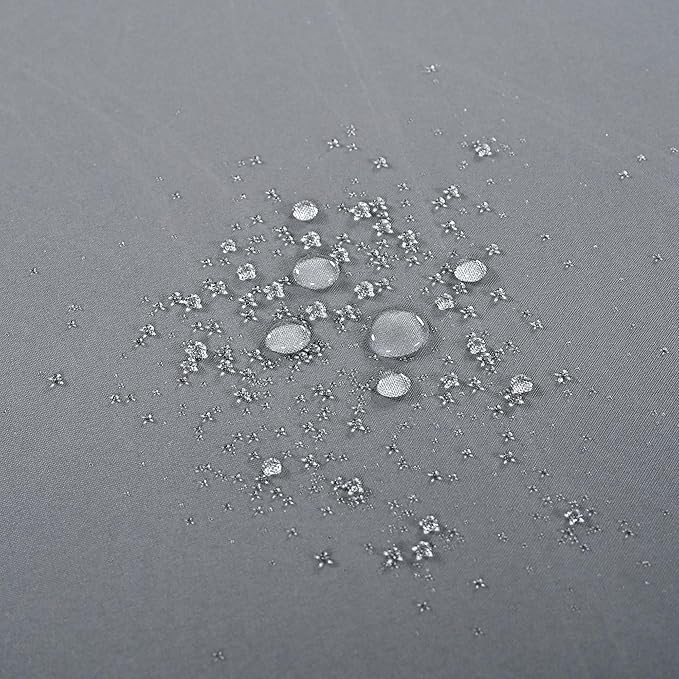 Polibi Outdoor Patio Sunbed with Beige Curtains,Outdoor Sun Lounger Bed with Pillows,Rubber Core Rope Weaving Outdoor Double Chaise Lounge Suitable for Pool,Garden,Gray+Beige