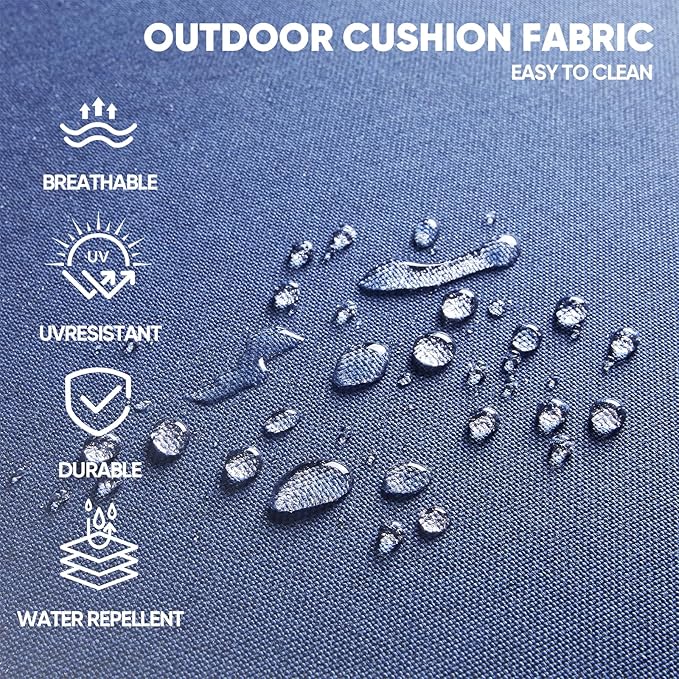 Swivel Patio Chairs sofa Set of 4 with 6" Thick Cushion - Wicker Outdoor Swivel Rocker Patio Chair ,Sofa/Glass coffee table, High Back Comfortable Outdoor Glider Chairs - Grey Wicker | Blue Cushions